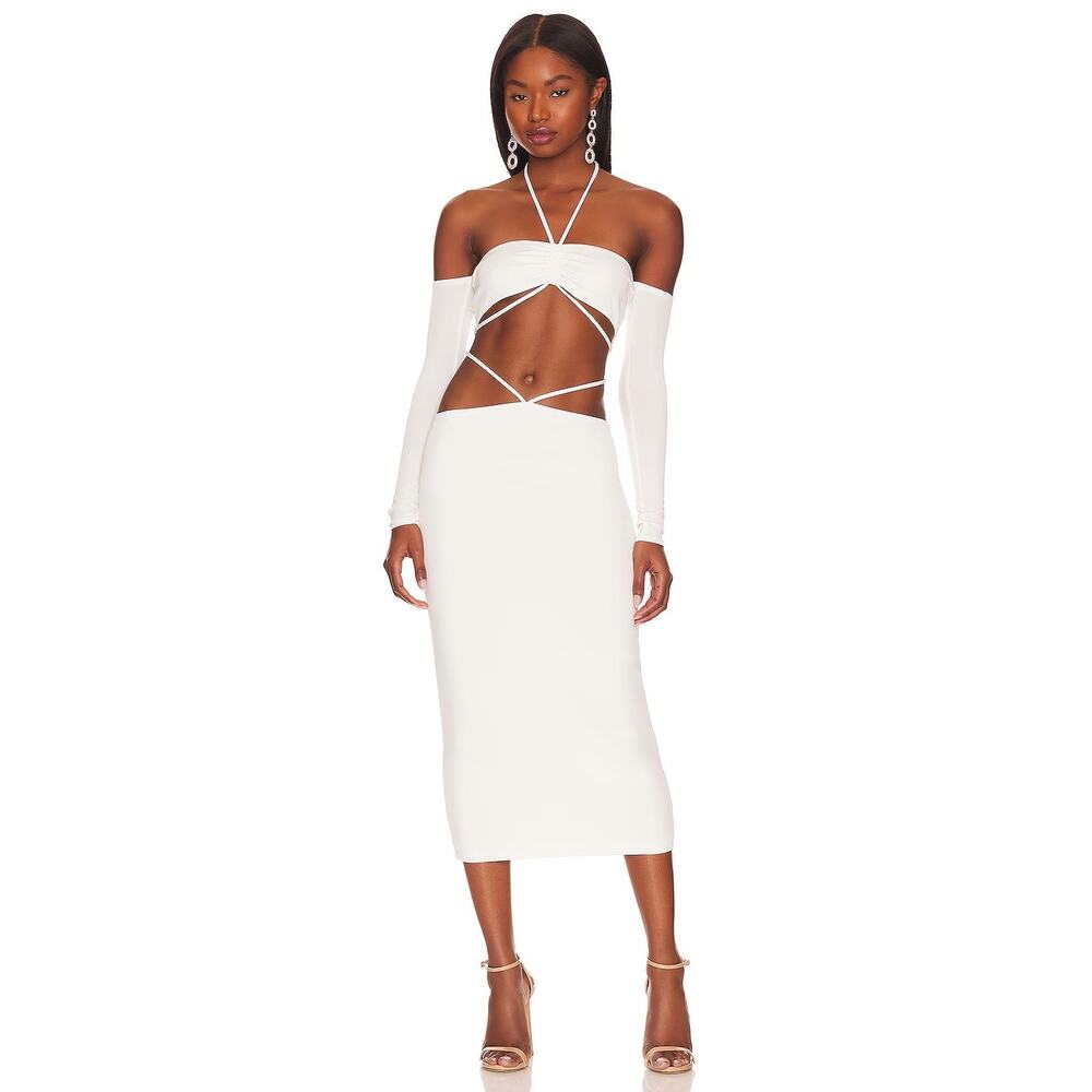 Not Yours To Keep NYTK Nicki Midi Dress Halter Neck Strappy Sexy Beachy Sz M